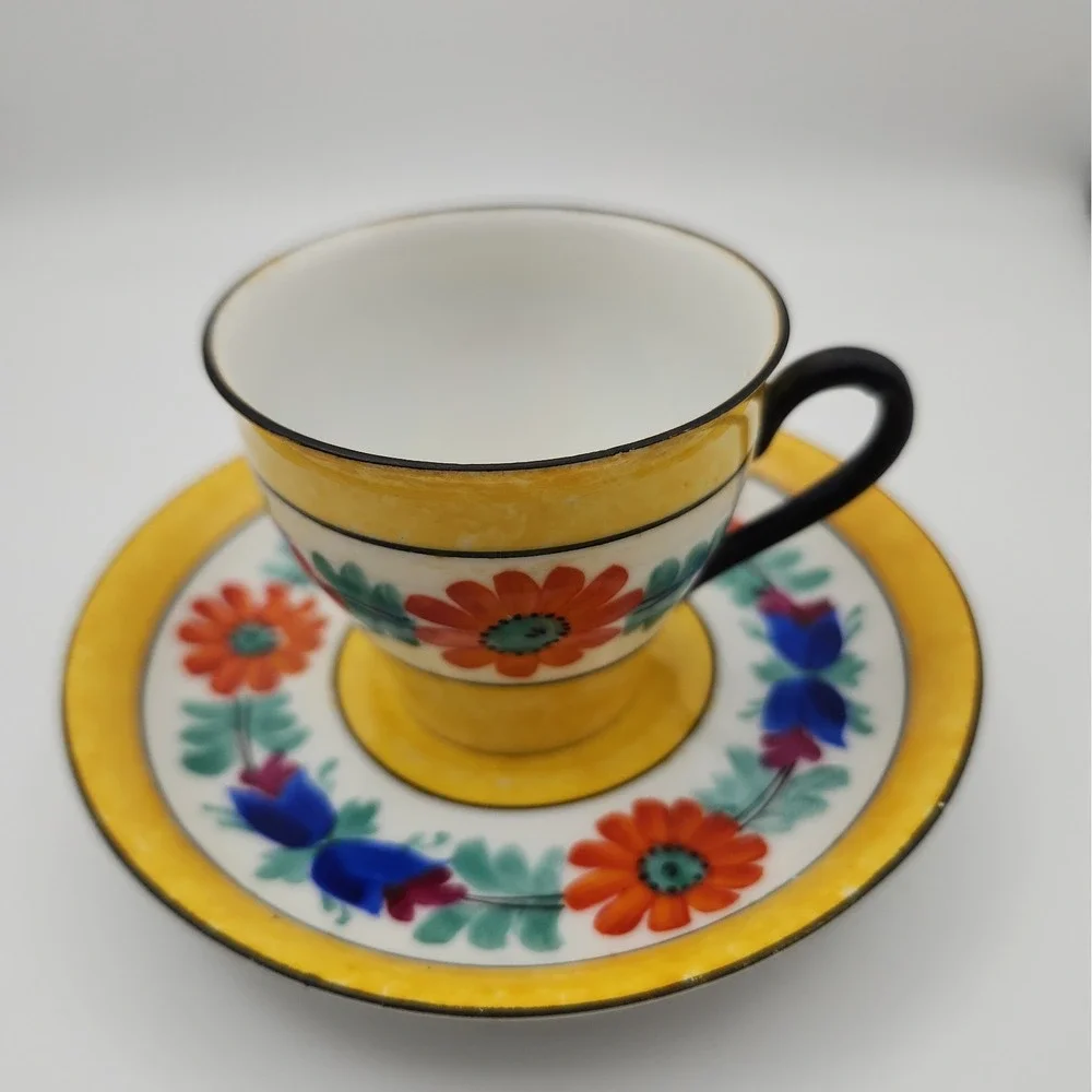 Vintage Phoenix China Czech Demitasse Cup Saucer & Handpainted Moravian Art